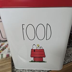 Rae Dunn Red and White Dog Food Container